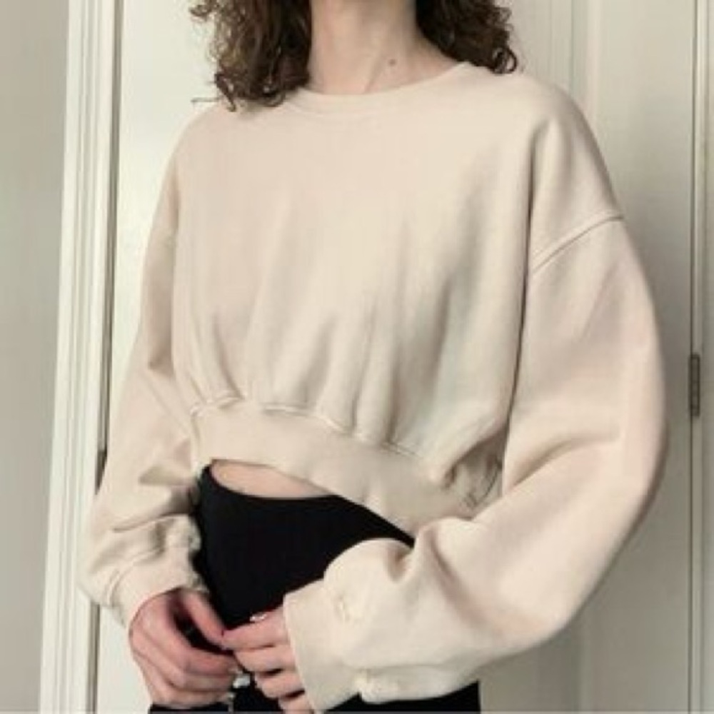 ZARA Cream Cropped Sweatshirt